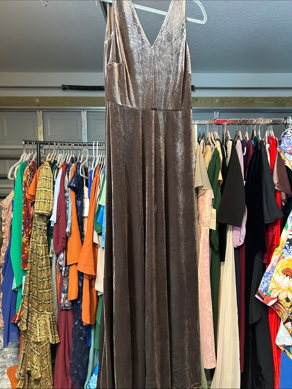 Love By Design Brown Velvet V-Neck Maxi Dress